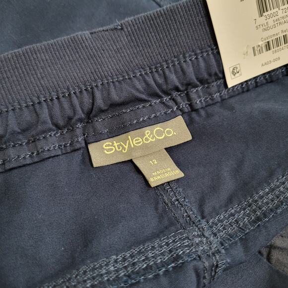 Style & Co Mid-Rise Comfort-Waist Cargo Shorts Industrial Blue NWT Size 12 - Picture 6 of 7